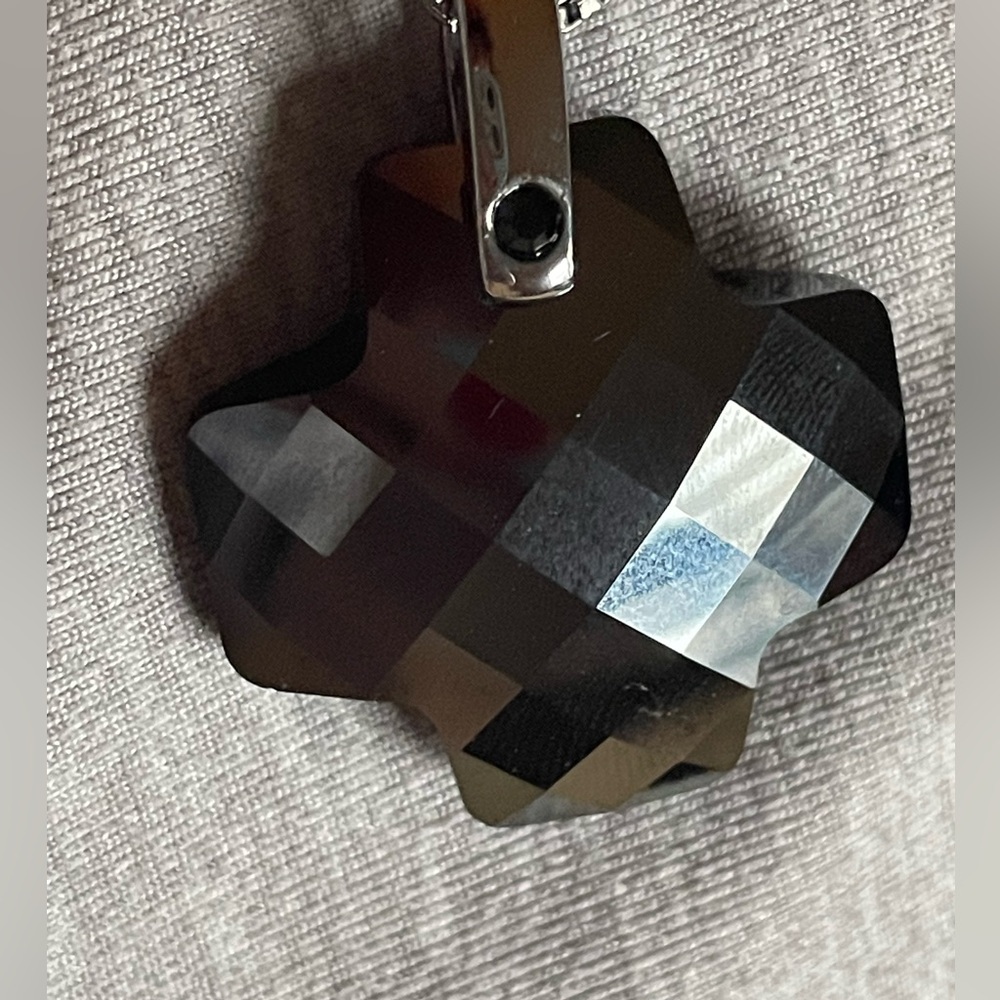 Vintage Swarovski cross pendant Faceted Black Crystal Pendant